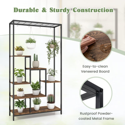Costway 6-tier Tall Plant Stand 180cm Metal Indoor Corner Plant Shelf Display Rack - 9