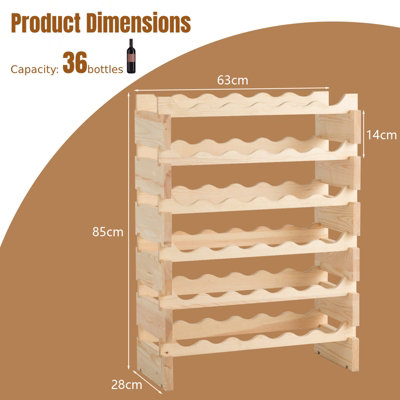Costway 6 Tier Wine Rack 36 Bottle Stackable Storage Wine Holder Stand Drink Organizer