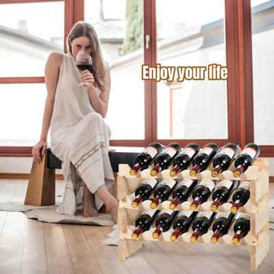 Costway 6 Tier Wine Rack 36 Bottle Stackable Storage Wine Holder Stand Drink Organizer - 4