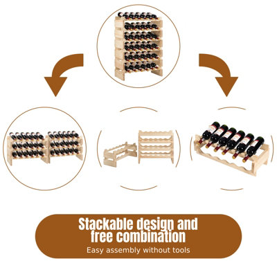 Costway 6 Tier Wine Rack 36 Bottle Stackable Storage Wine Holder Stand Drink Organizer - 5