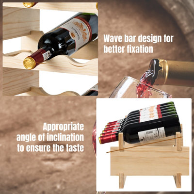 Costway 6 Tier Wine Rack 36 Bottle Stackable Storage Wine Holder Stand Drink Organizer - 6