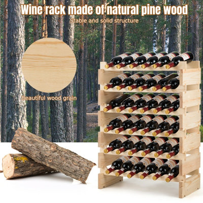 Costway 6 Tier Wine Rack 36 Bottle Stackable Storage Wine Holder Stand Drink Organizer - 7