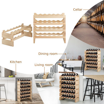 Costway 6 Tier Wine Rack 36 Bottle Stackable Storage Wine Holder Stand ...
