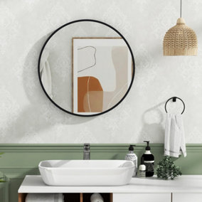 Costway 60 cm Bathroom Round Entryway Mirror Wall Mounted Mirror Home Decoration