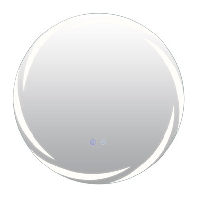 COSTWAY 60 cm Round LED Bathroom Mirror Tempered Glass Wall Mirror Anti-Fog