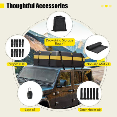 Costway 600L Large Car Roof Top Rack Luggage Carrier Bag Storage Bag Travel Waterproof - 7