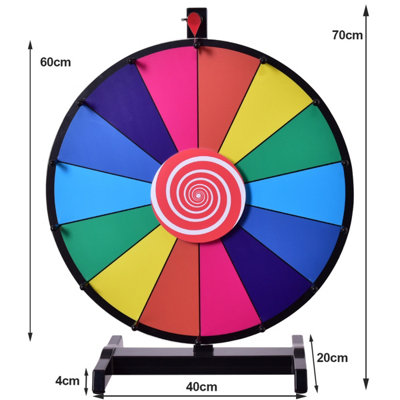 Costway 60cm Color Prize Wheel 14 Slots Fortune Roulette Spinning Game with Dry Erase