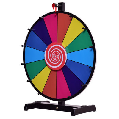 Costway 60cm Color Prize Wheel 14 Slots Fortune Roulette Spinning Game with Dry Erase