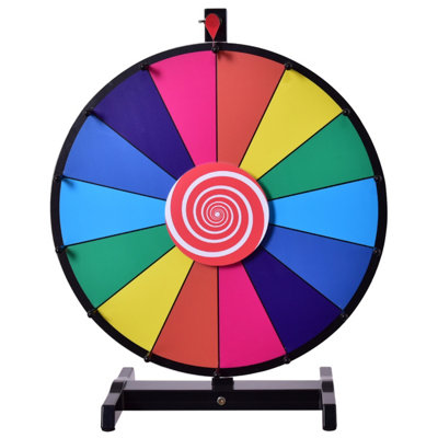 Costway 60cm Color Prize Wheel 14 Slots Fortune Roulette Spinning Game with Dry Erase
