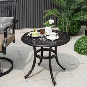 Costway 60cm Patio Side Table Cast Aluminum End Table w/Adjustable Footpads Coffee Table