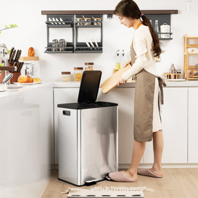 Costway 60L Dual Bin Trash Can 2 x 30L Classified Garbage Bin with 2 Deodorizer Compartments - 3