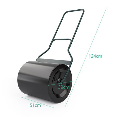 Costway 60L Steel Garden Lawn Roller Water Sand Filled Outdoor Grass Roller w/ Drain Plug