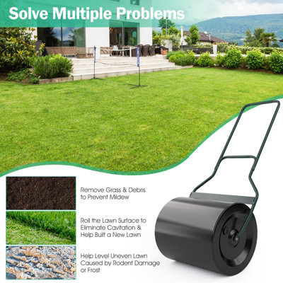 Costway 60L Steel Garden Lawn Roller Water Sand Filled Outdoor Grass Roller w/ Drain Plug - 5