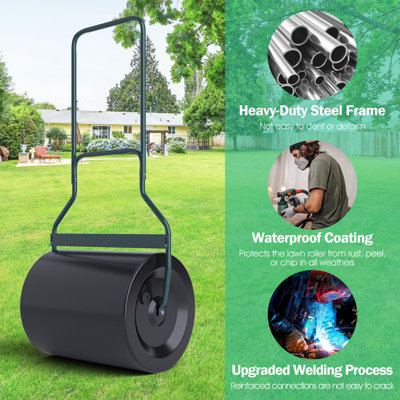 Costway 60L Steel Garden Lawn Roller Water Sand Filled Outdoor Grass Roller w/ Drain Plug - 8