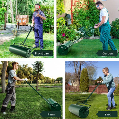 Costway 63L Metal Garden Lawn Roller Water Sand Filled Drum Grass Roller Tow Behind
