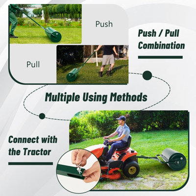Costway 63L Metal Garden Lawn Roller Water Sand Filled Drum Grass Roller Tow Behind - 4