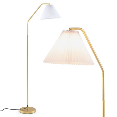 COSTWAY 66" Arc Floor Lamp Modern Standing Lamp w/ Adjustable Lamp Head-Gold