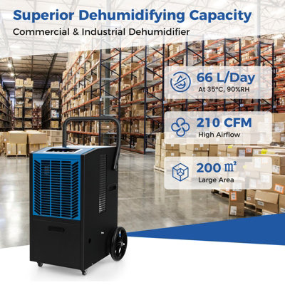 Costway 66 L/Day Commercial Dehumidifier Industrial Crawl Space Dehumidifier w/ Pump - 3