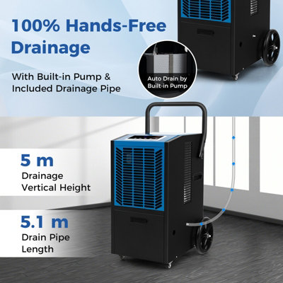 Costway 66 L/Day Commercial Dehumidifier Industrial Crawl Space Dehumidifier w/ Pump - 4