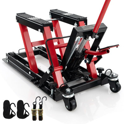 COSTWAY 680KG Motorcycle Lift Jack Hydraulic Motorcycle Hoist w/ 4