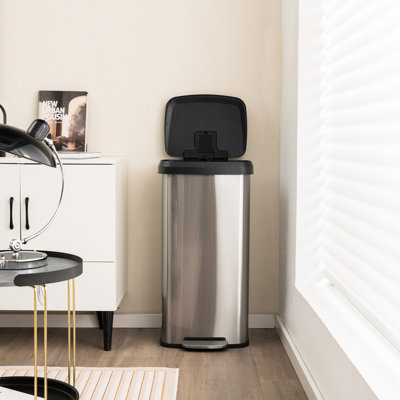 Costway 68L Kitchen Bin Soft Closure Stainless Steel Recycling Pedal Bin with Handle - 4