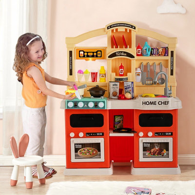 Costway 69PCS Kids Play Kitchen Children Pretend Role Play Toy Set Simulated Food Age 3