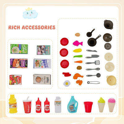 Costway 69PCS Kids Play Kitchen Children Pretend Role Play Toy Set  Simulated Food Age 3+