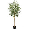 Costway 6FT Artificial Olive Tree 182cm Tall Faux Olive Plants Potted Olive Silk Tree