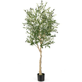 Costway 6FT Artificial Olive Tree 182cm Tall Faux Olive Plants Potted Olive Silk Tree