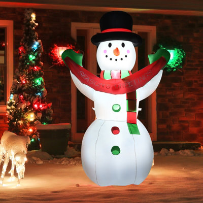 Costway 6FT Christmas Inflatable Smiling Snowman W LED Lights
