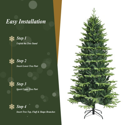 Costway 6FT Christmas Tree Unlit Xmas Tress for Indoor Outdoor Festival Decoration - 5