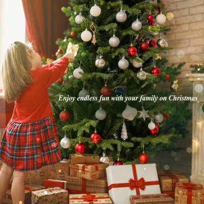 Costway 6FT Christmas Tree Unlit Xmas Tress for Indoor Outdoor Festival Decoration - 6