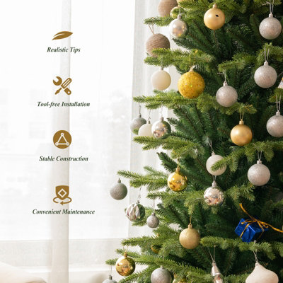 Costway 6FT Christmas Tree Unlit Xmas Tress for Indoor Outdoor Festival Decoration - 7