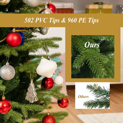 Costway 6FT Christmas Tree Unlit Xmas Tress for Indoor Outdoor Festival Decoration - 9