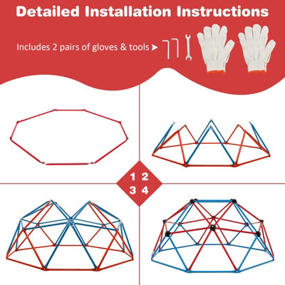 Costway 6FT Dome Climber Climbing Frame Geometric Climbing Dome Kids Toddlers Garden Gym - 7