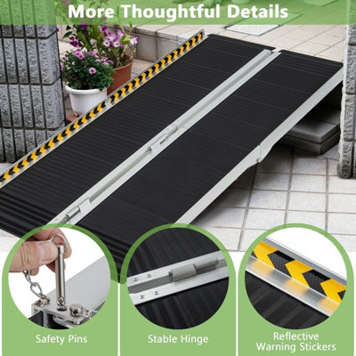 COSTWAY 6FT Portable Aluminum Wheelchair Ramp Home Threshold Ramp w ...