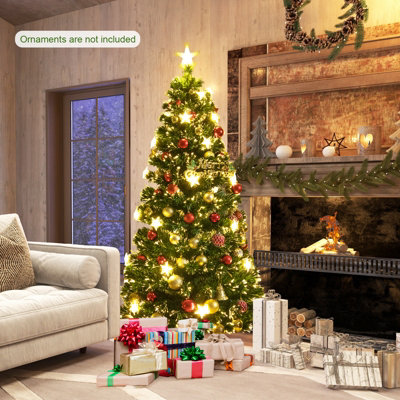 Costway 6FT Pre-Lit Artificial Christmas Tree Fiber Optics Xmas Tree 8 Lighting Modes - 4