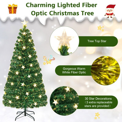 Costway 6FT Pre-Lit Artificial Christmas Tree Fiber Optics Xmas Tree 8 Lighting Modes - 5