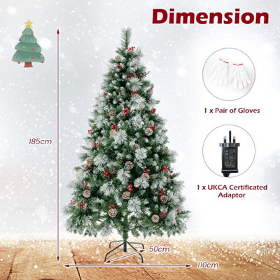 COSTWAY 6FT Pre-Lit Artificial Christmas Tree Hinged Xmas Tree w/ 350 ...