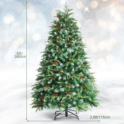 Costway 6FT Pre-Lit Artificial Christmas Tree Snowy Xmas Tree 350 LED 11 Lighting Modes - 3