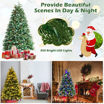 Costway 6FT Pre-Lit Artificial Christmas Tree Snowy Xmas Tree 350 LED 11 Lighting Modes - 5