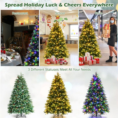 Costway 6FT Pre-Lit Artificial Christmas Tree Snowy Xmas Tree 350 LED 11 Lighting Modes - 7