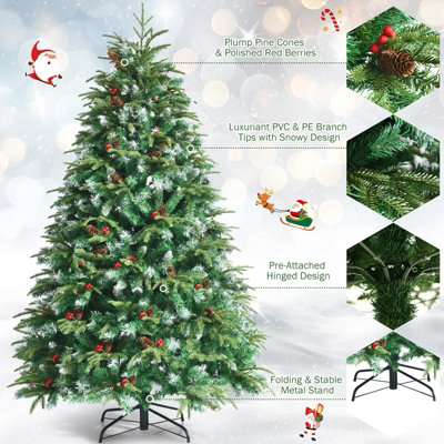 Costway 6FT Pre-Lit Artificial Christmas Tree Snowy Xmas Tree 350 LED 11 Lighting Modes - 9