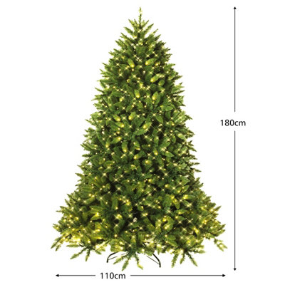 Costway 6FT Pre-Lit Artificial Christmas Tree Xmas Tree 8 Lighting Modes 650 LED Lights