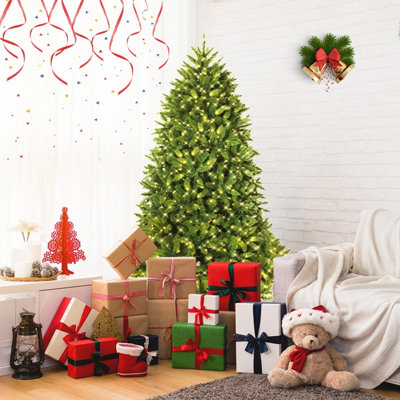 Costway 6FT Pre-Lit Artificial Christmas Tree Xmas Tree 8 Lighting Modes 650 LED Lights - 3