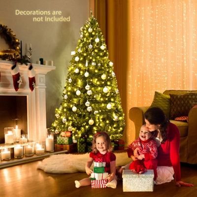 Costway 6FT Pre-Lit Artificial Christmas Tree Xmas Tree 8 Lighting Modes 650 LED Lights - 6