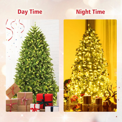 Costway 6FT Pre-Lit Artificial Christmas Tree Xmas Tree 8 Lighting Modes 650 LED Lights - 7