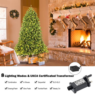 Costway 6FT Pre-Lit Artificial Christmas Tree Xmas Tree 8 Lighting Modes 650 LED Lights - 4