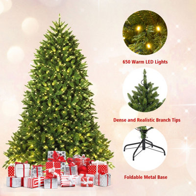 Costway 6FT Pre-Lit Artificial Christmas Tree Xmas Tree 8 Lighting Modes 650 LED Lights - 9
