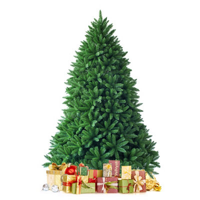 Costway 6FT Unlit Spruce Christmas Tree Premium PVC Hinged w/Foldable Metal Stand Xmas